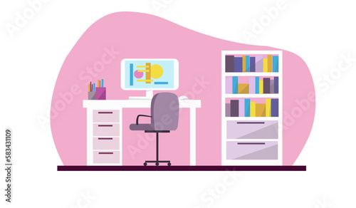 Illustration of an office work table