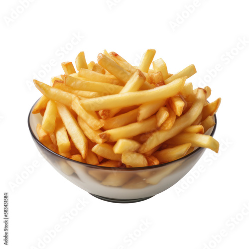 French fries in a bowl isolated on white