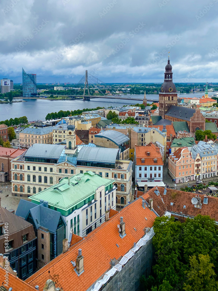 view from above in riga city, latvia