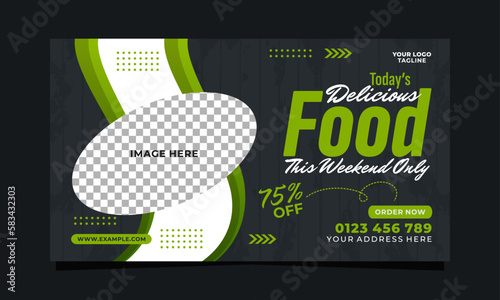 Delicious food social media banner template design 