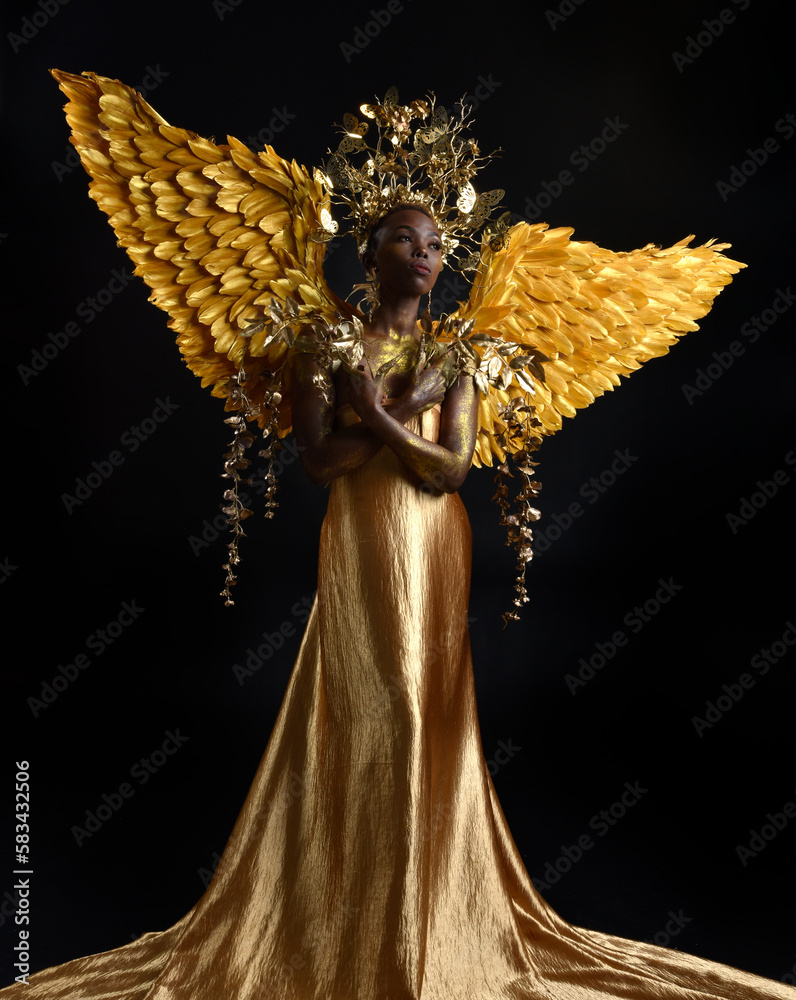 fantasy portrait of beautiful african woman model with afro, goddess ...