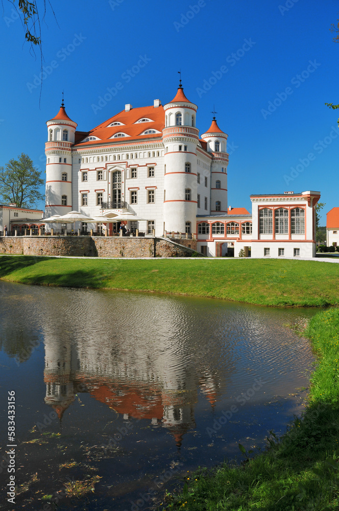 Palace in Wojanow, village in Lower Silesia Voivodeship, Poland.