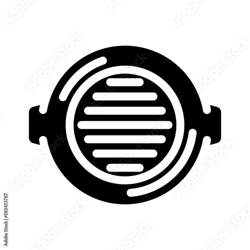 cast iron skillet kitchen cookware glyph icon vector illustration