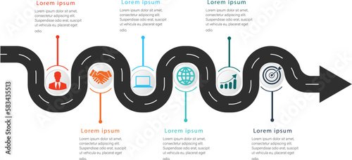 Infographic template for business. abstract horizontal growth graph infographics timeline 6 steps with icon template for business and presentation.