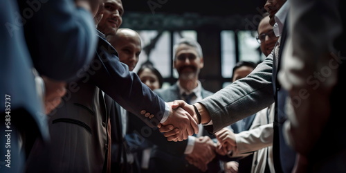 Team of Successful Entrepreneurs Shaking Hands Generative AI