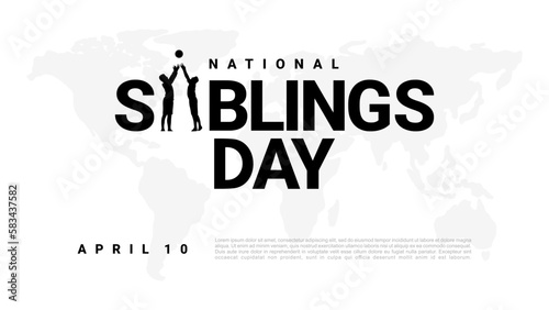 National siblings day banner poster isolated on white background celebrated on april 10.