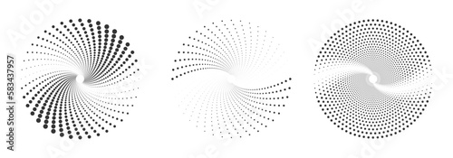 Wallpaper Mural Set of halftone round dotted frames. Design element for frame, logo, web pages, prints, posters, template. Torontodigital.ca