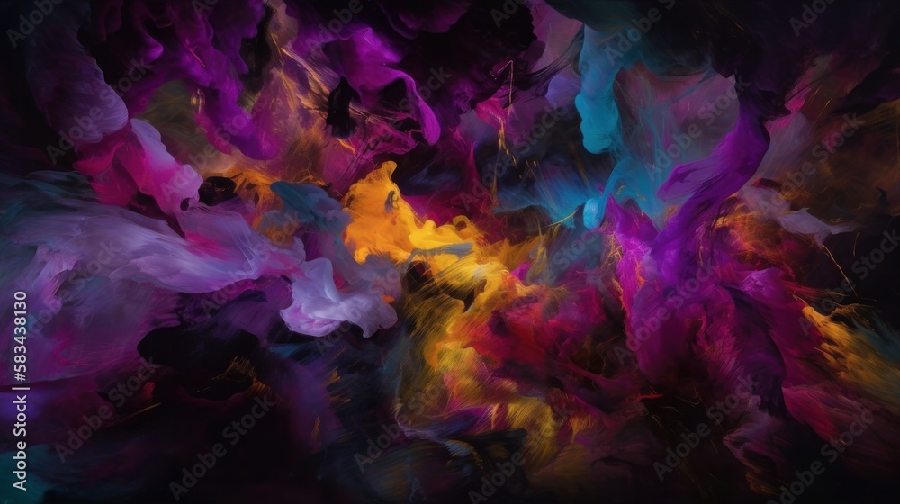 Beautiful abstract futuristic dark background with neon glow and smoke - blue purple pink colors (ai generated) Beautiful abstract futuristic dark background with neon glow and smoke - blue purple pink colors (ai generated)
