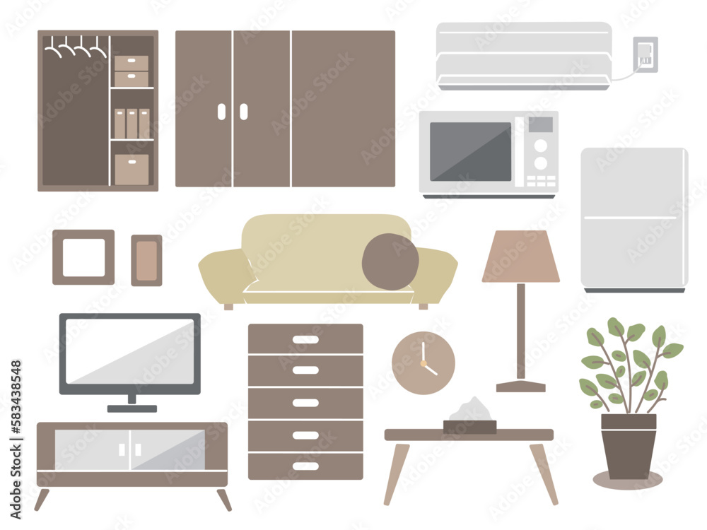 家具 家電 インテリア イラスト セット 家具 家電 インテリア イラスト セット