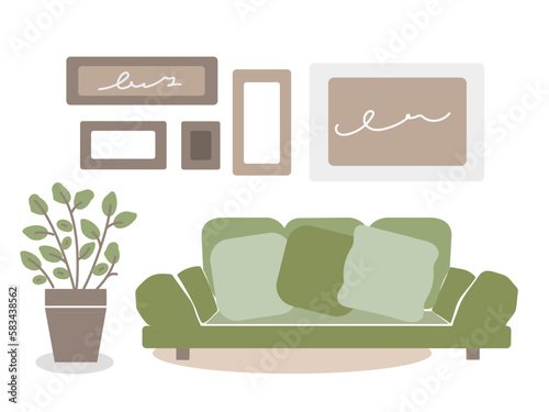 ソファ　家具　イラスト　セット