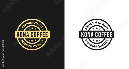 Kona coffee label or Kona coffee stamp vector isolated in flat style. Best Kona coffee label vector for product packaging design element. Elegant Kona coffee stamp vector for product packaging. photo