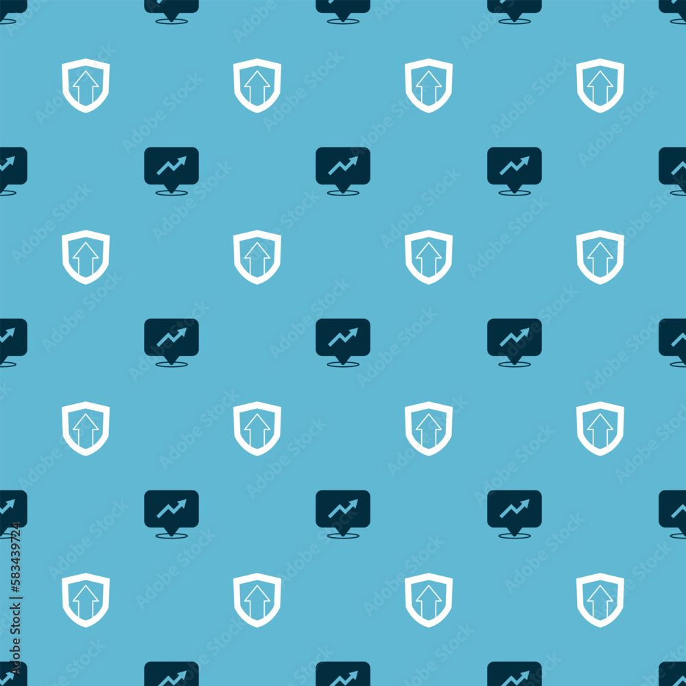 Set Financial growth and on seamless pattern. Vector Set Financial growth and on seamless pattern. Vector