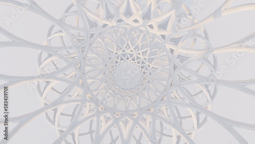Abstract white background round ornament in design 3d render