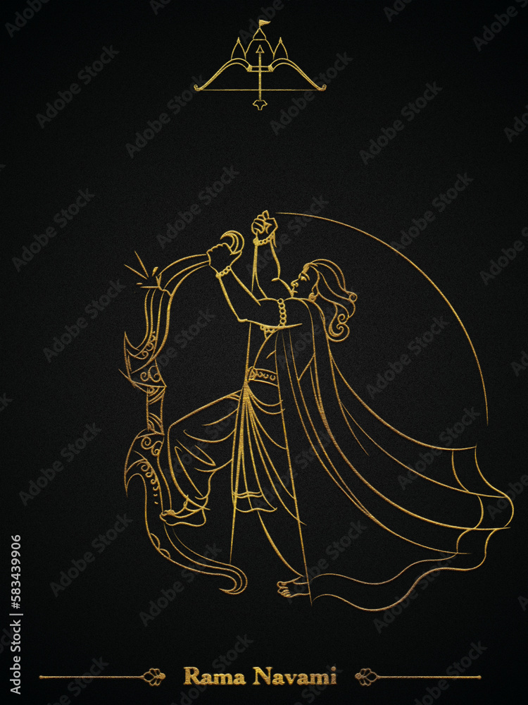 Ram navami golden hindi calligraphy design banner Ram navami golden hindi calligraphy design banner