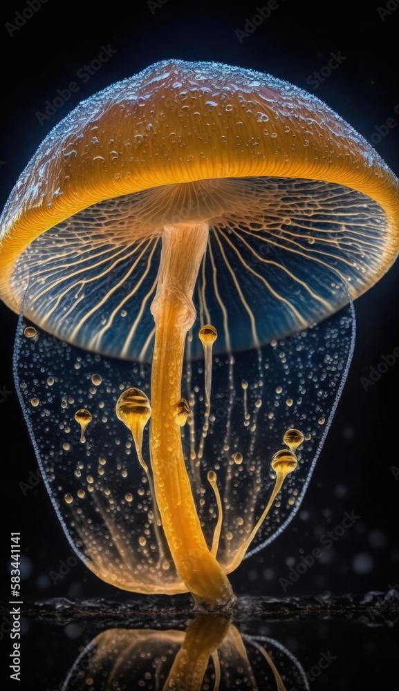 Obraz premium Enchanted Glowing Mushroom in a Dark Forest generative ai Fantasy Illustration