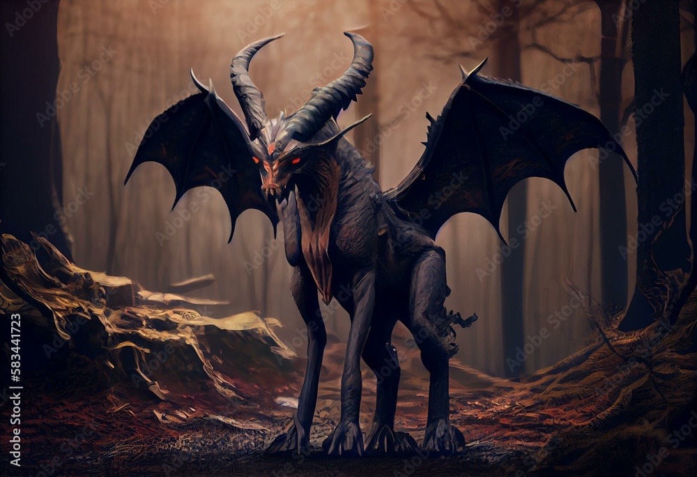 Concept art of the Jersey Devil, a legendary monster. Generative AI ilustração do Stock Adobe