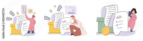 Budget plan concept. Evaluates income and expenses, analyzes investments and savings. Financial literacy and economics, accounting. Planning and distribution of money. Income and expenses report