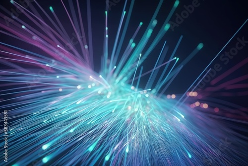 Glowing Abstract Fiber Cable with Data - Generative AI Illustration
