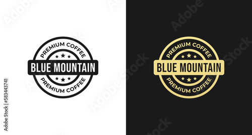 Blue Mountain coffee label or Blue Mountain coffee stamp vector isolated in flat style. Blue Mountain coffee label for product packaging design element. Blue Mountain coffee stamp vector for product.