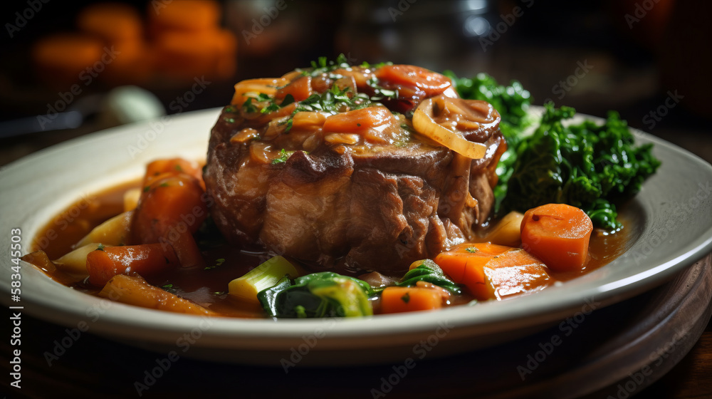 Osso buco a traditional Milanese dish made with veal shanks