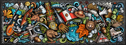 Canada cartoon doodle illustration. Funny Canadian banner