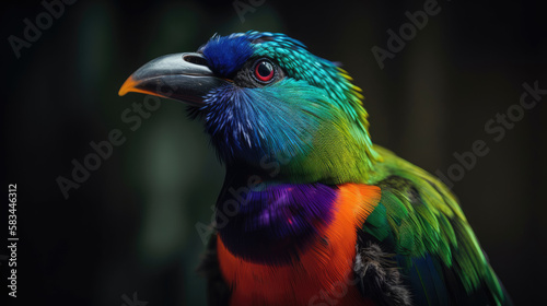 Beautiful and colorful bird created with Generated AI Technology