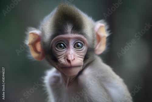 Cute adorable baby monkey generative ai photo  © Ecleposs