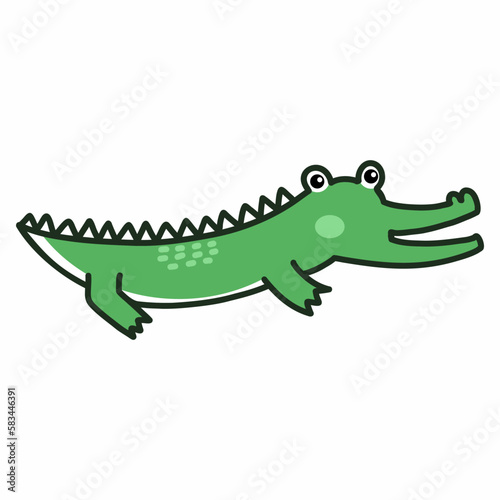 African crocodile on white background. Vector doodle illustration for kids. © Полина Екимова