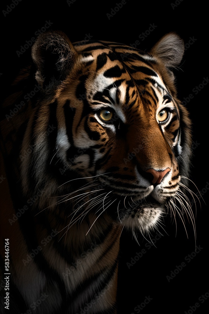 Tiger template with black background - Generative AI