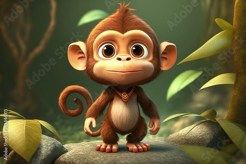 cartoon monkey generative ai illustration