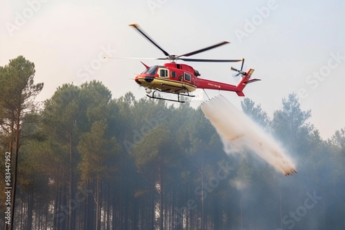 helicopter extinguishes forest fire Generative AI