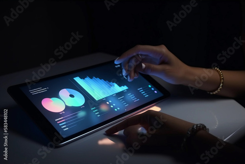 A person using a tablet with a graph on the screen. Generative AI