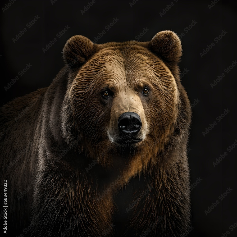 Obraz premium bear isolated on black background - Generative AI