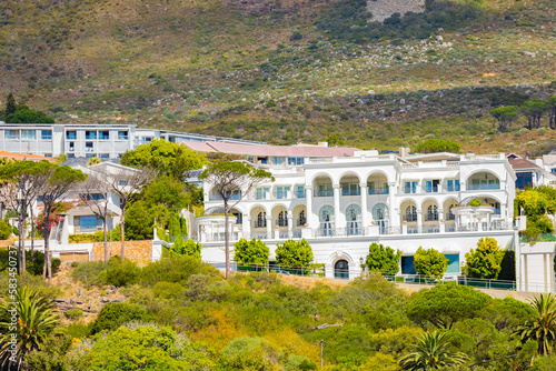 Large mansions in Camps Bay below Table Mountain