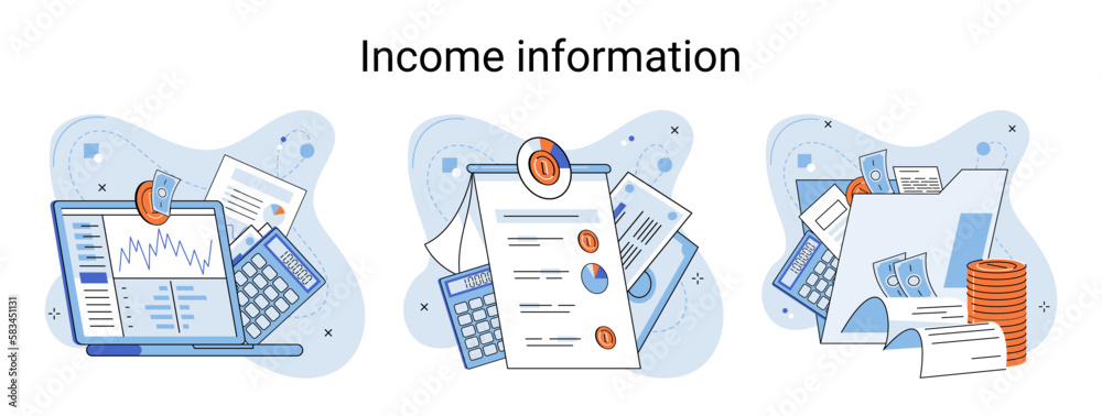 Income information vector set, business profitability indicator ...