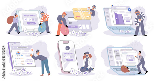 Concept of hacker attack, fraud investigation, internet phishing attack. Fraud prevention. Internet user open scam email. Stealing privacy account and password. Cyber criminal stealing personal data