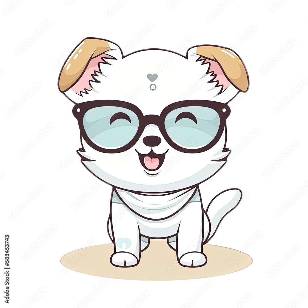 Cute Dog wearing sunglasses Stickers.Generative Ai