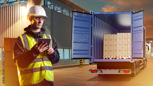 Warehouse man. Guy with tab...