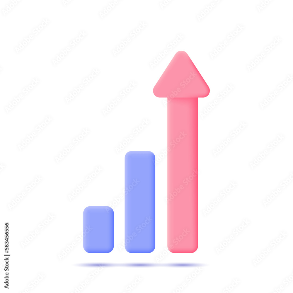 Grow chart, graph of profit growth, income, investment. Realistic 3d design In plastic cartoon style. Icon isolated on white background. Modern vector illustration. Grow chart, graph of profit growth, income, investment. Realistic 3d design In plastic cartoon style. Icon isolated on white background. Modern vector illustration.