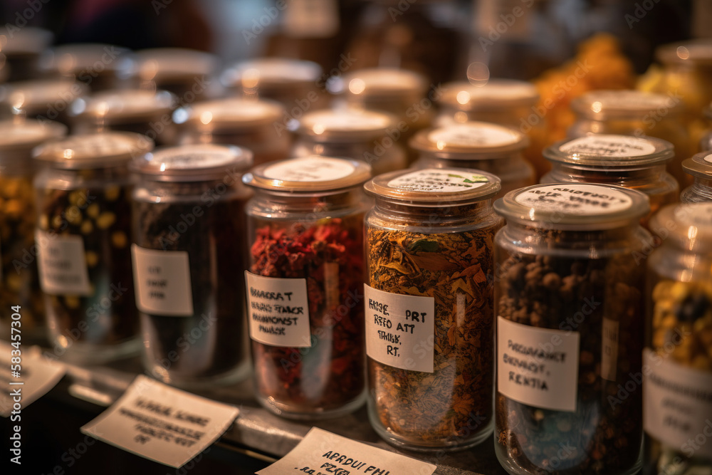 spices and herbs in a shop in different colors
spices and herbs in a shop in different colors