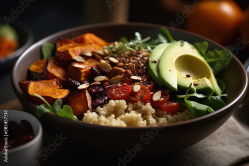 Pokebowl with vegetables avovado healthy meal
 photo