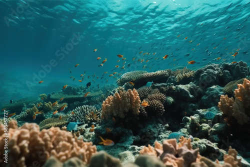 coral reef and fishes sea life underwater nature tropical blue © Youk