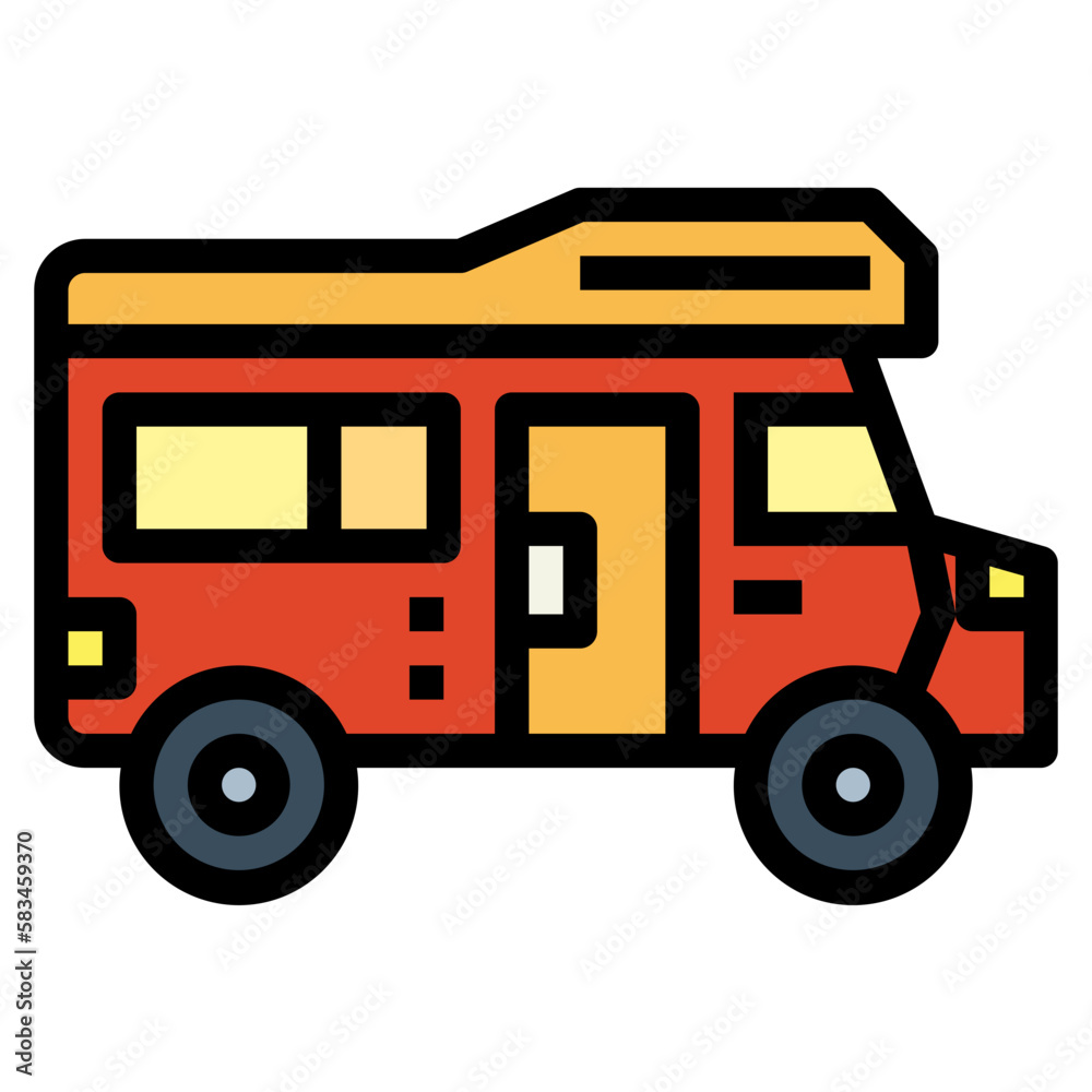 camper van filled outline icon style camper van filled outline icon style