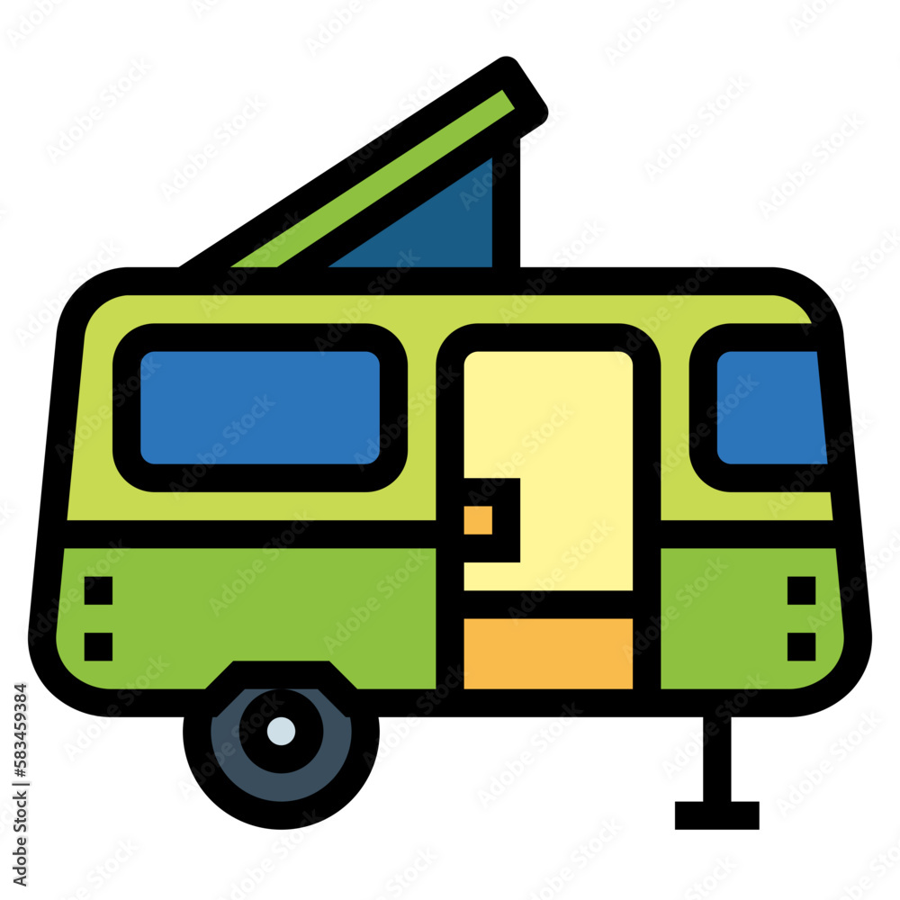 camper van filled outline icon style camper van filled outline icon style