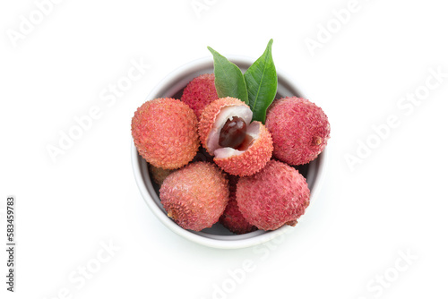 Concept of tasty and delicious exotic fruit - Lychee, isolated on white background photo