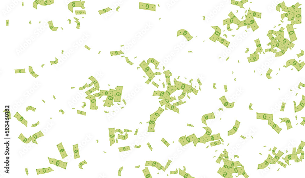 Green Cash Vector White Background. Fly Confetti Green Cash Vector White Background. Fly Confetti