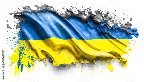 Wavy flag of Ukraine, a symbol of freedom, generative AI.