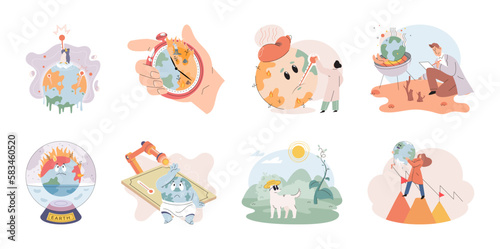 Climate change weather global greenhouse warming risks metaphor concept. Save planet. Compared planet with renewable eco resources consumption global warmings burning alternative. Environment Day