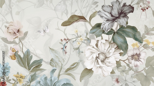 Wallpaper Mural background with flowers Torontodigital.ca