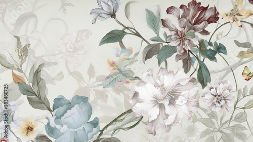 Wallpaper Mural watercolor flowers background Torontodigital.ca